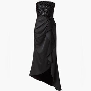 Shoshanna Portia Sequin-Embellished Asymmetrical Strapless Gown - Black